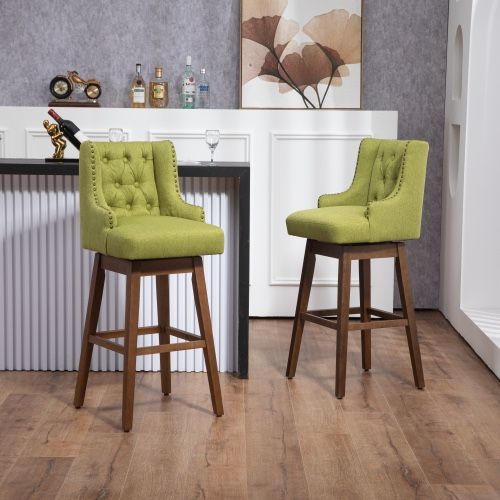 NEW TWO (2) Olive Green Modern Bar Swivel Counter Height Chairs