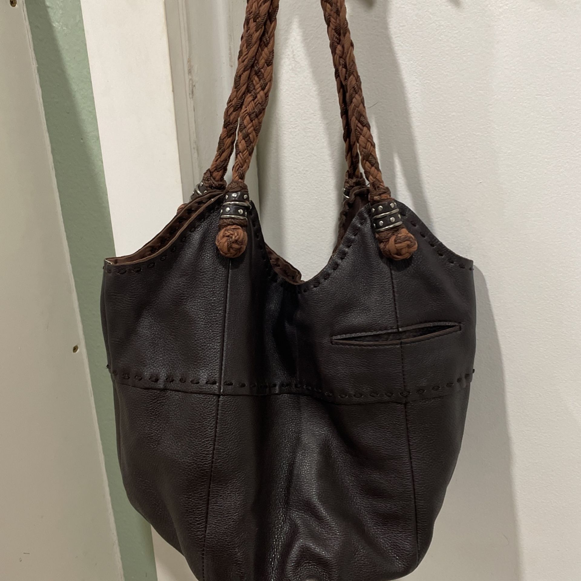 the Sak Hobo Bucket Satchel Brown Leather Bag 
