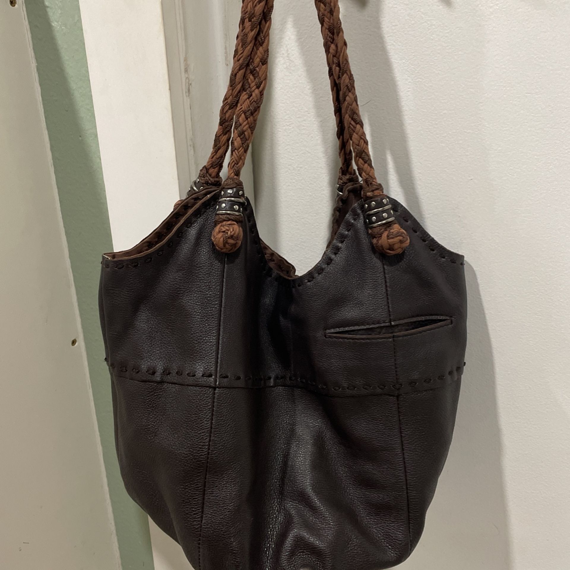 the Sak Hobo Bucket Satchel Brown Leather Bag