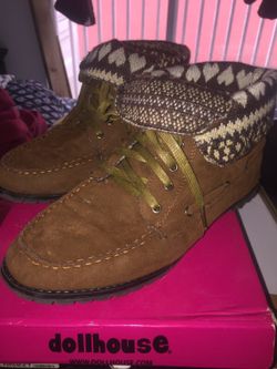 Brown moccasin booties