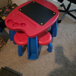 Red Play Table With Two Stools