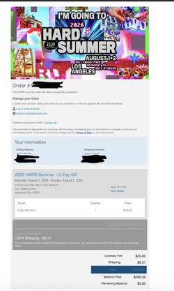 Two 2-Day GA HARD SUMMER tickets
