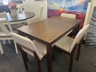 Dining Table Set with 4 Upholstered Chairs
