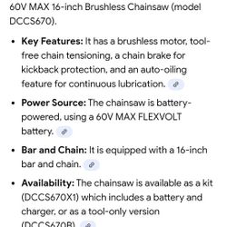 FLEXVOLT 60V MAX 16in. Brushless Cordless Battery Powered Chainsaw Kit with (1) FLEXVOLT 2 Ah Battery & Charger
by

DEWALT