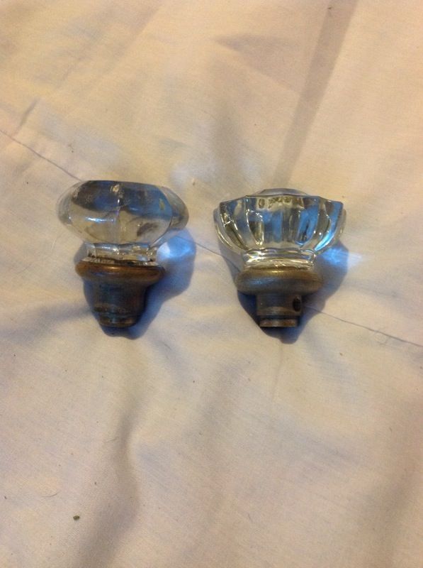 2 vintage glass door handles