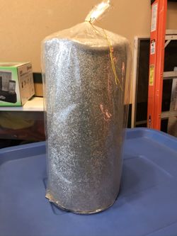 Large silver glitter pillar candle wedding decoration