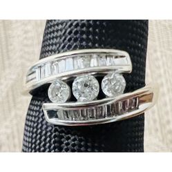 1/2 CT.  - Beautiful Round White Genuine Diamond 10K Gold 3-Stone Ring