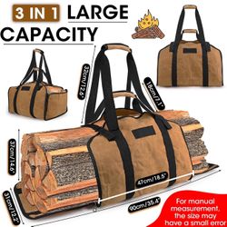 Waxed Canvas Firewood Carrier Tote