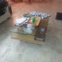  Mid-century modern coffee table, glass top  