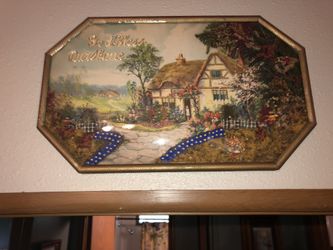 Antique bubble glass picture