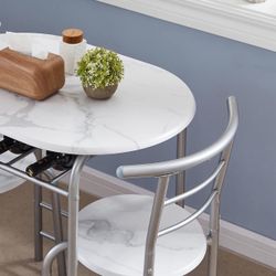 Modern 3 piece small round dining Set! Space saver 