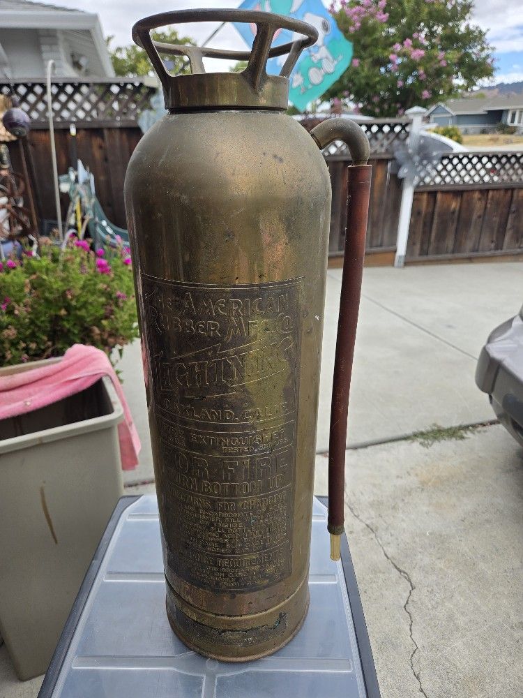 Antique Solid Brass Fire Extinguisher