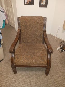 Traditional Carved Wood Accent Chair