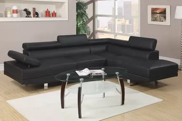 Brand New Black Leather Modern Style Sectional Sofa