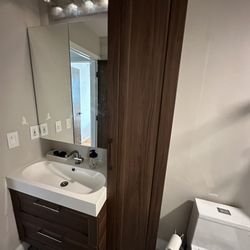 Bathroom Vanity, Cabinet, And Mirror 