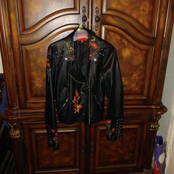 Guess Leather Jacket Size Large 