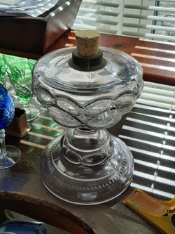 Lavender Glass Oil Lantern Brass Top 15"