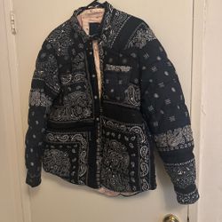 Bandana Print Quilted Puffer Jacket