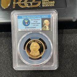2007 S Gem Proof John Adams Presidential Dollar Graded At PR69 With A Deep Cameo B-18