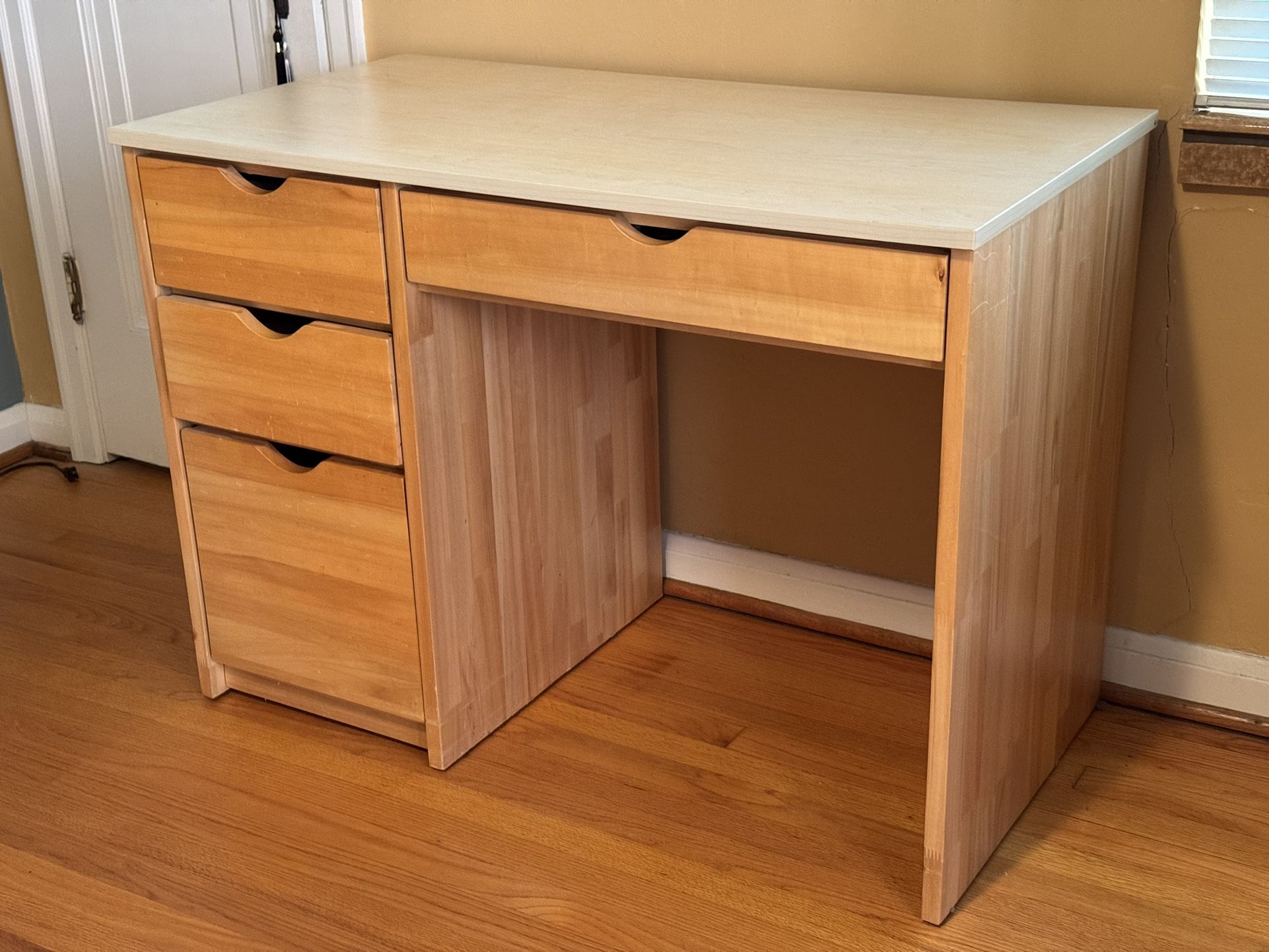 Solid Maple Desk And Chair And Bookshelf Set