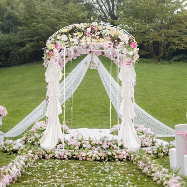 Birdcage Shape Gazebo 108 in. H x 79.2 in. W Heavy Duty Wrought Iron Arbor for Outdoor Garden,Lawn,Backyard,Patio,White