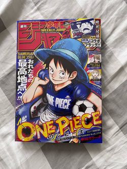 Shonen jump magazine Luffy samurai blue Japan soccer