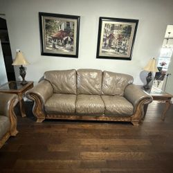 Premium Leather Sofa, Loveseat Set 7 Pieces