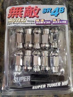 Muteki SR48 12x1.25 Silver Chrome Tuner Lugs Lug Kit Lug nuts for Rims Wheels Thumbnail