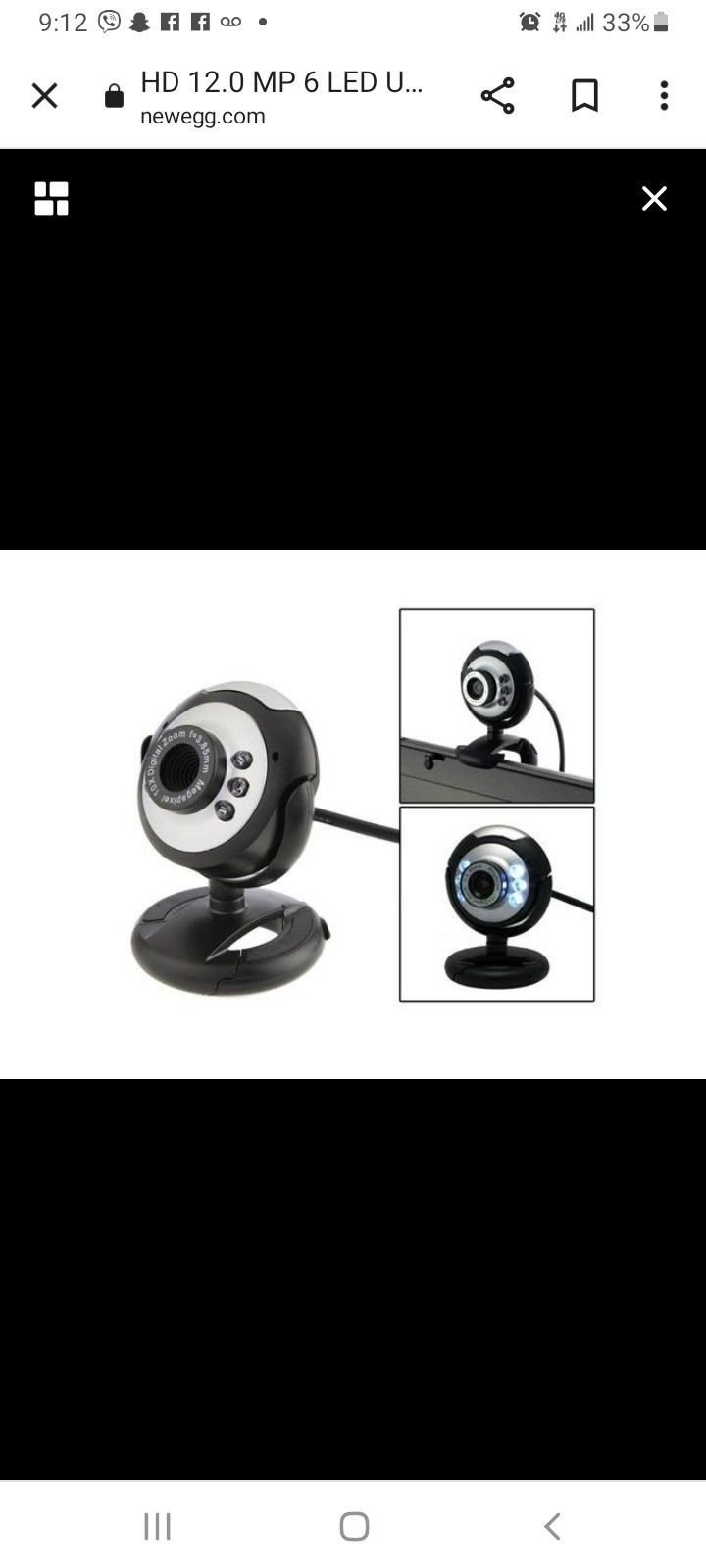 HD 12.0 MP 6 LED USB Webcam Camera with Mic & Night Vision for Desktop PC

