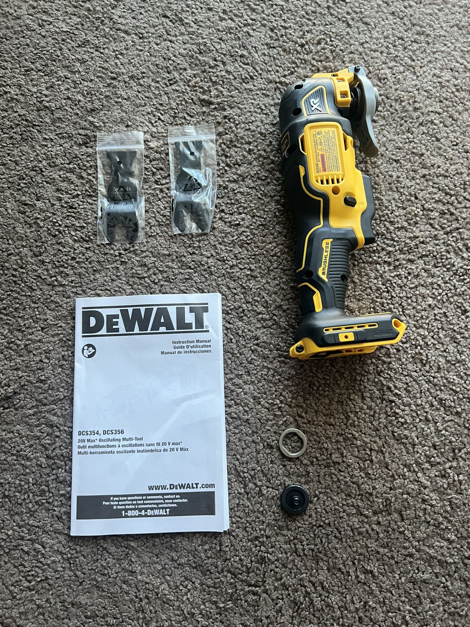 Dewalt Oscillating Multi Tool Brushless DCS356 2 X Saw Blades