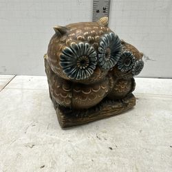 Relpo Vtg Owl PLANTER Dad or Mom & Baby Ceramic 2058 Japan 5" Tall Pen Holder#05