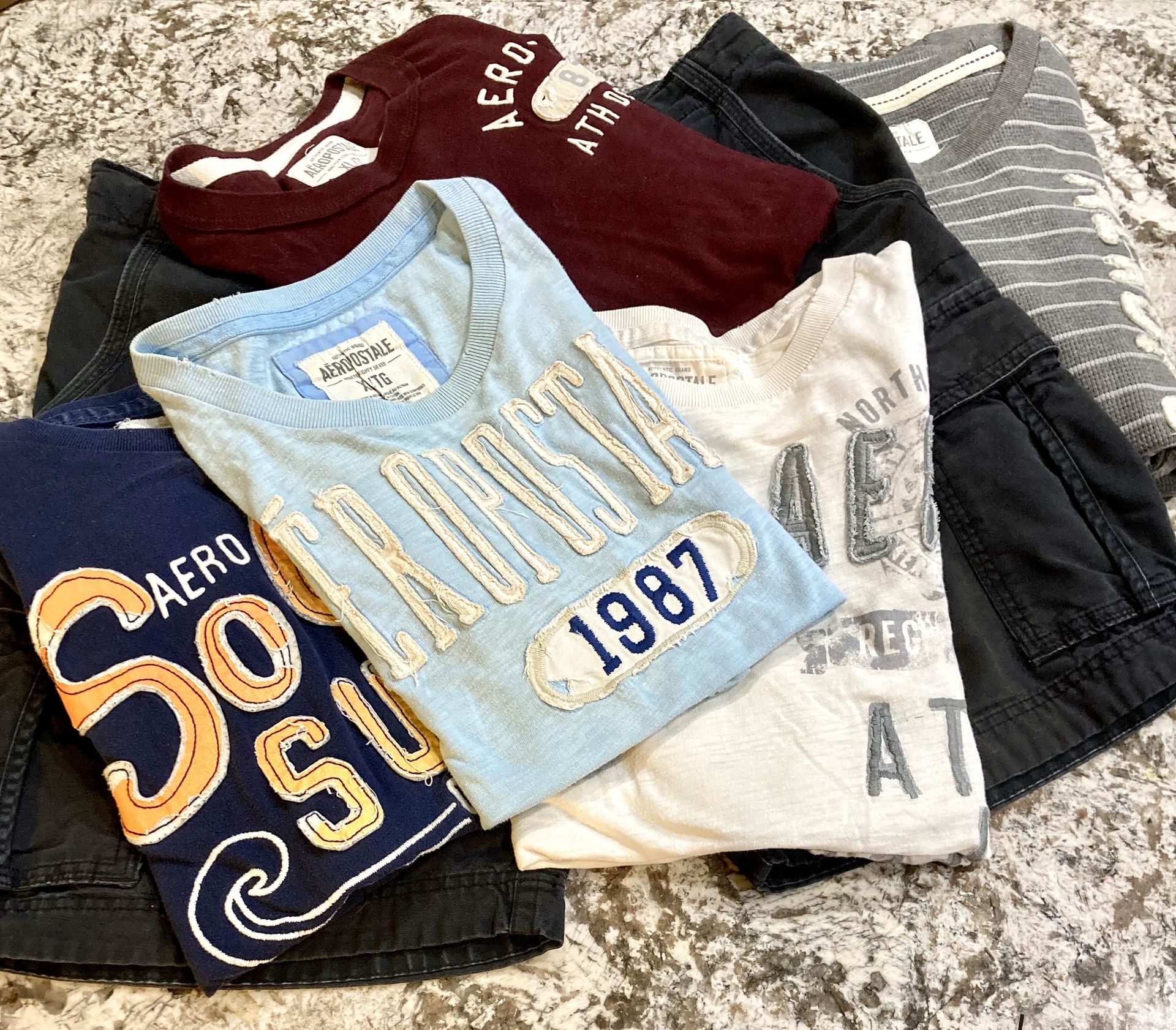 Men’s Aeropostale shorts  and assorted shirts