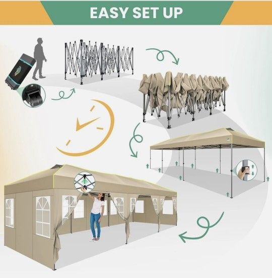 10x30 Pop Up Canopy Commercial Tent Waterproof Car Gazebo Outdoor