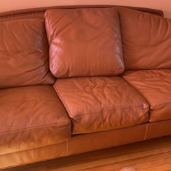 Brown Leather Ethan Allen Couch 