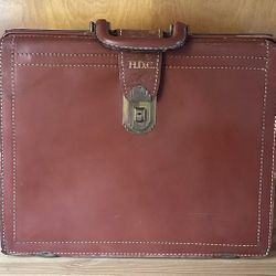Vintage H.D.C. Genuine Top Grain Cowhide Wear Best Accordion Style Briefcase