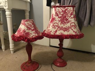 Red and White vintage lamps
