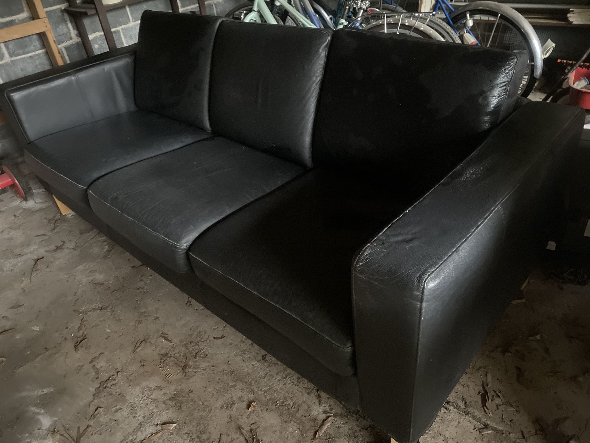 Free IKEA Black Leather Sofa 7’