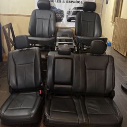  2017 2020 2022 Ford F-150 F-250 Platinum Lariat Black Leather Seats Interior With Center Console Interior Truck Parts