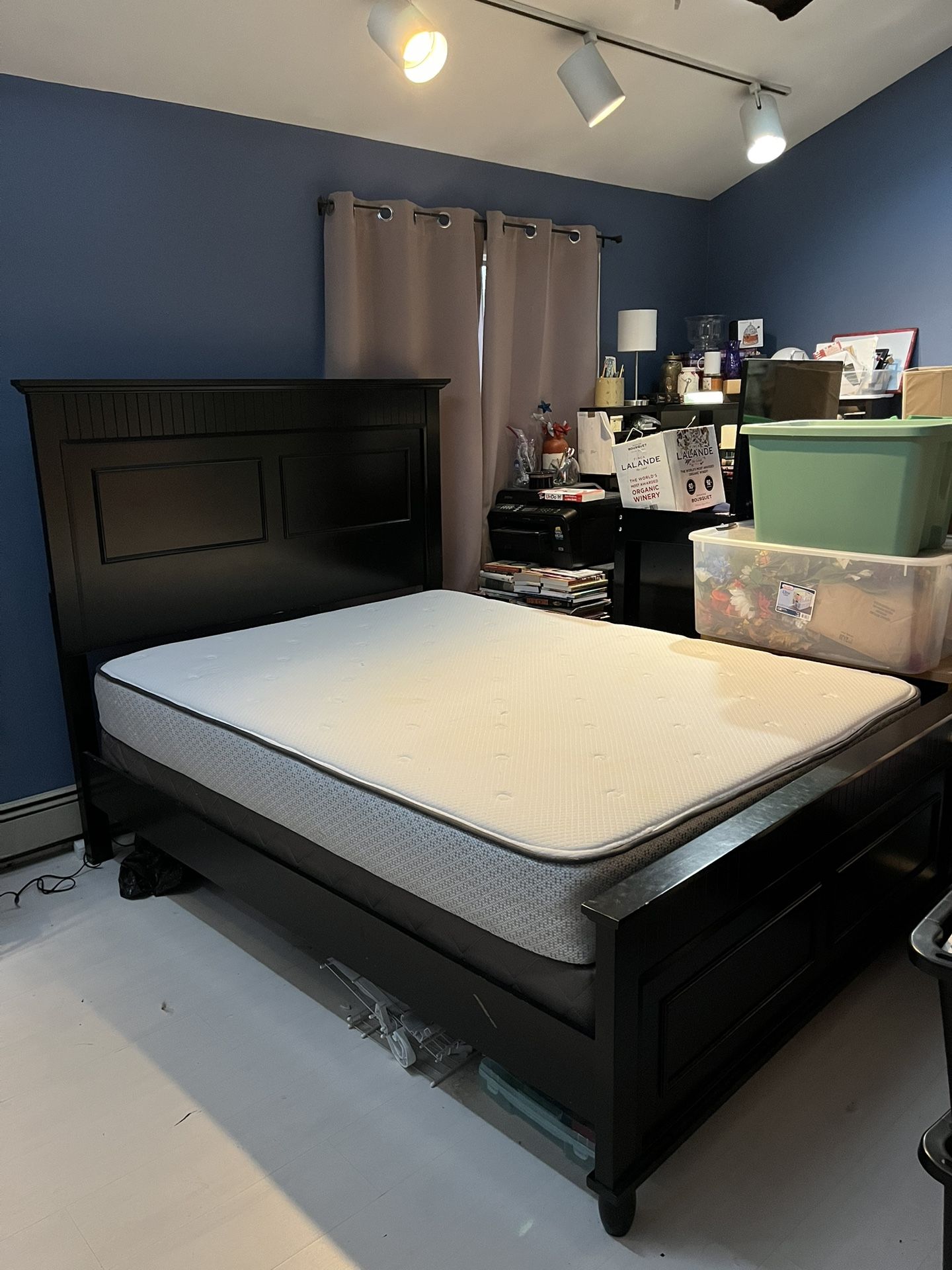 Queen Mattress, Box Spring, Frame, Mattress Topper