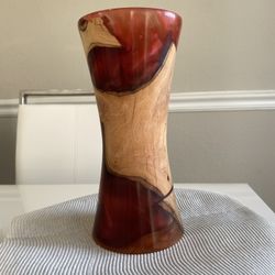 Handmade wooden and epoxy vase.