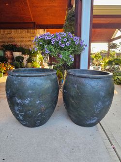 Large Rustic Dark Green Clay Pots, Planters, Plants. Pottery, Talavera $100 cada una
