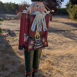 73" Oversized Metal Nutcracker King Christmas Yard Decoration – Red & Green Holiday Display