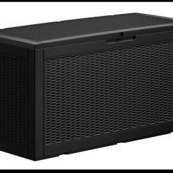 100 Gallon Resin Deck Box, Waterproof Outdoor Storage Box, Lockable for Patio Furniture, Garden Tool