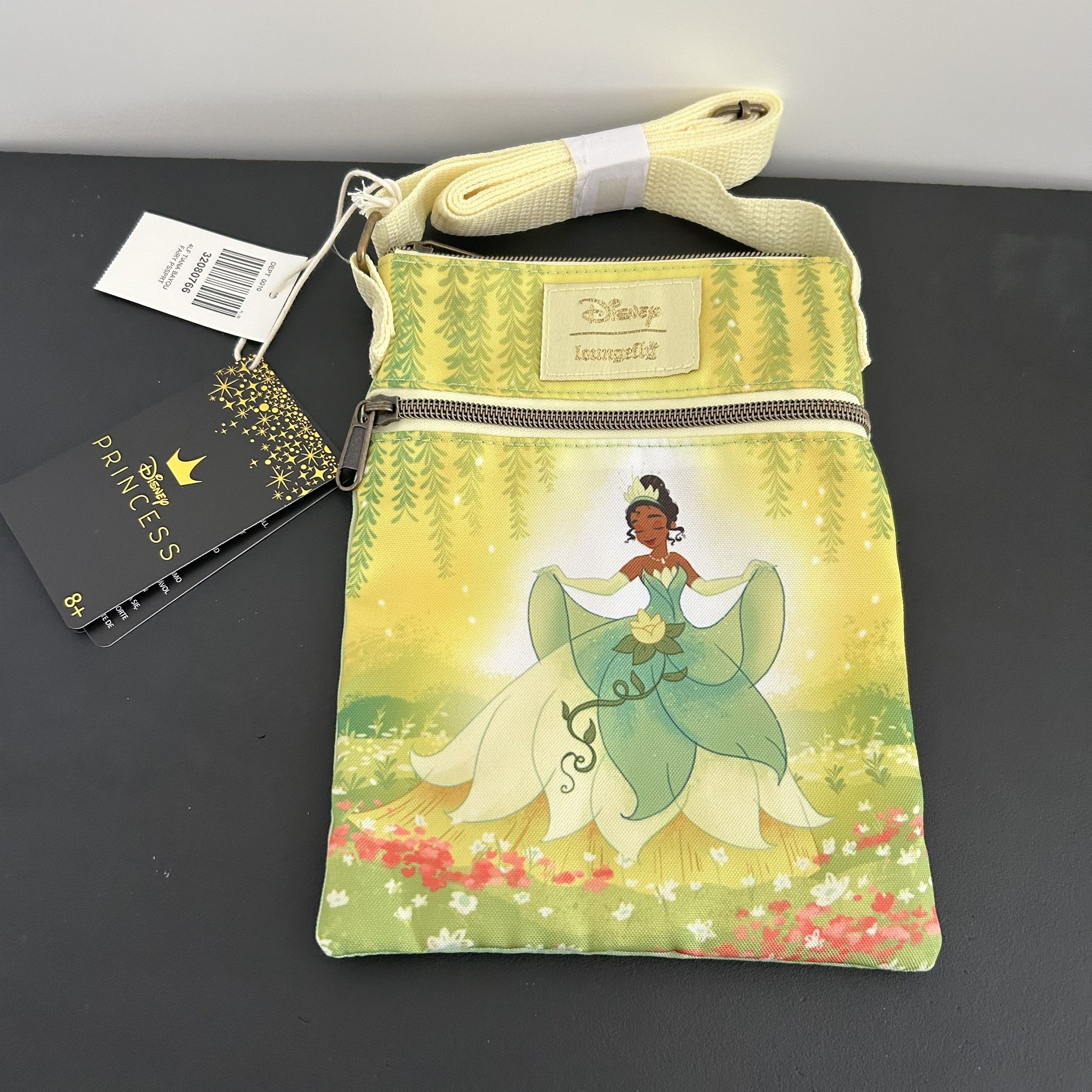 New Disney Loungefly Princess and The Frog Tiana Passport Crossbody Bag