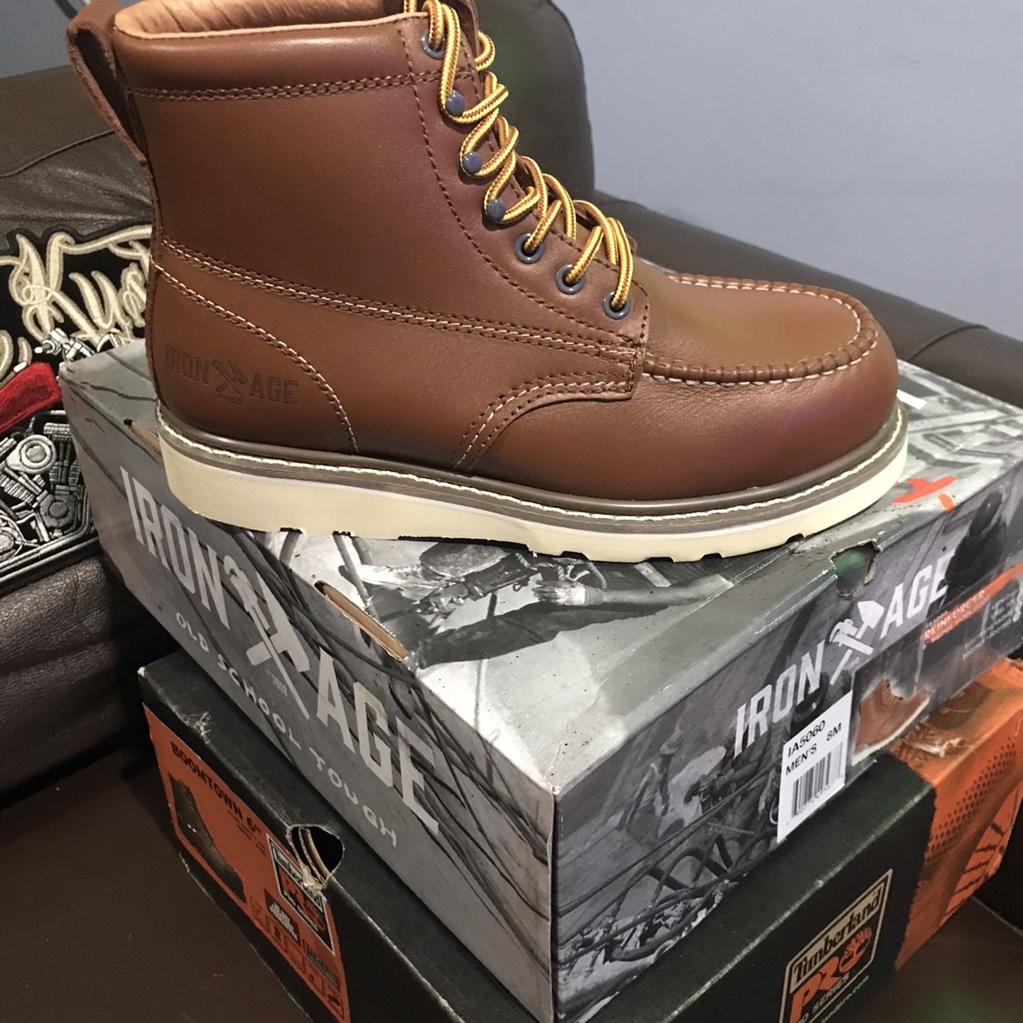 Work Boots 🥾// Iron Age IA5060 - Men's - Reinforcer - Steel Toe - Tan // Size (7)7.5)