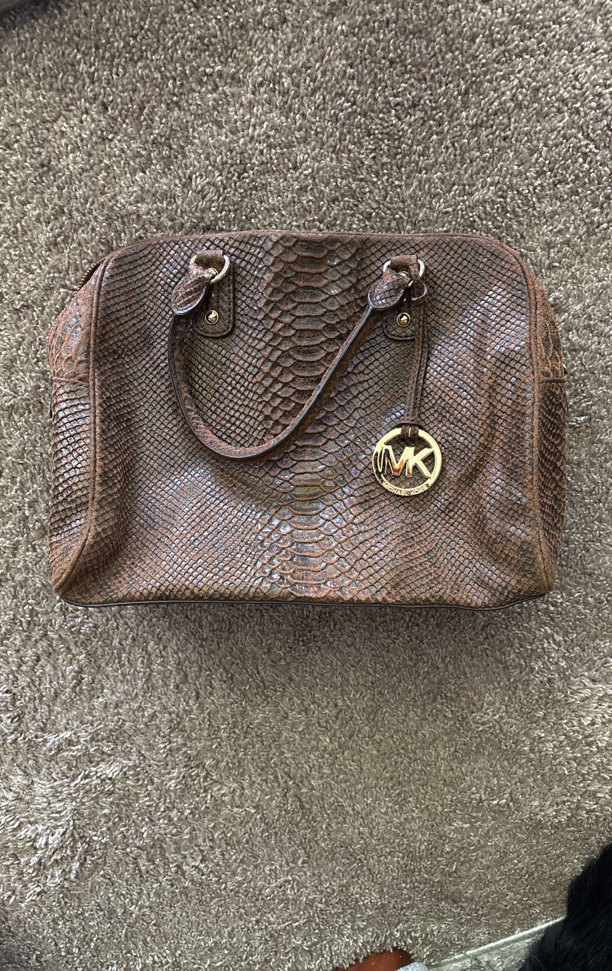 Michael Kors Brown Snakeskin Leather Bag