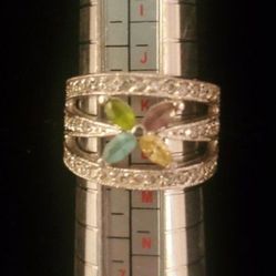 Sterling silver ring with authentic colored stones