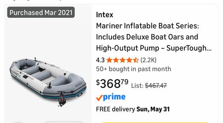 Intex Mariner 4 Inflatable Boat with Transom and Bimini