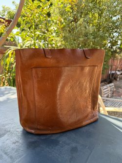 Madewell Brown Leather Tote Handbag Double Handles Inner Pockets