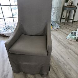 Space Saver High Back Upholstered Chair On Wheels  Easy Slide Had In My Bedroom But Really Not Using  It Can Put Anywhere For Guest Reading  85 Obo 